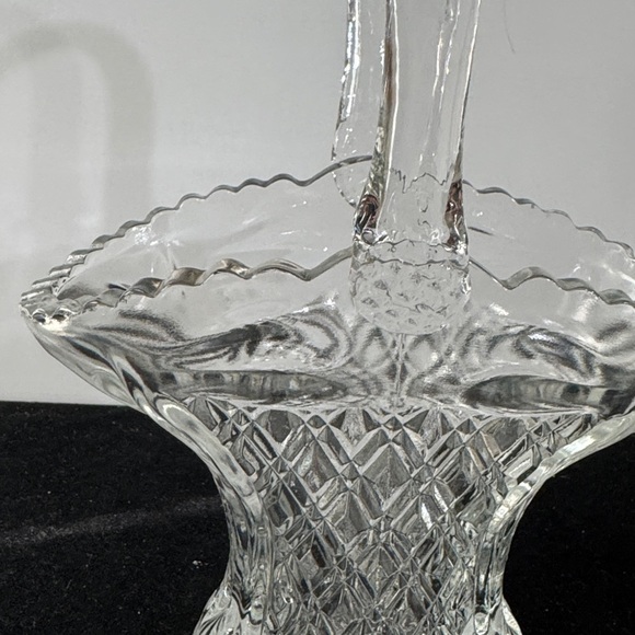 Vintage Princess House Diamond Cut Crystal Glass Basket With Handle 10”x 7.5” - Picture 5 of 8